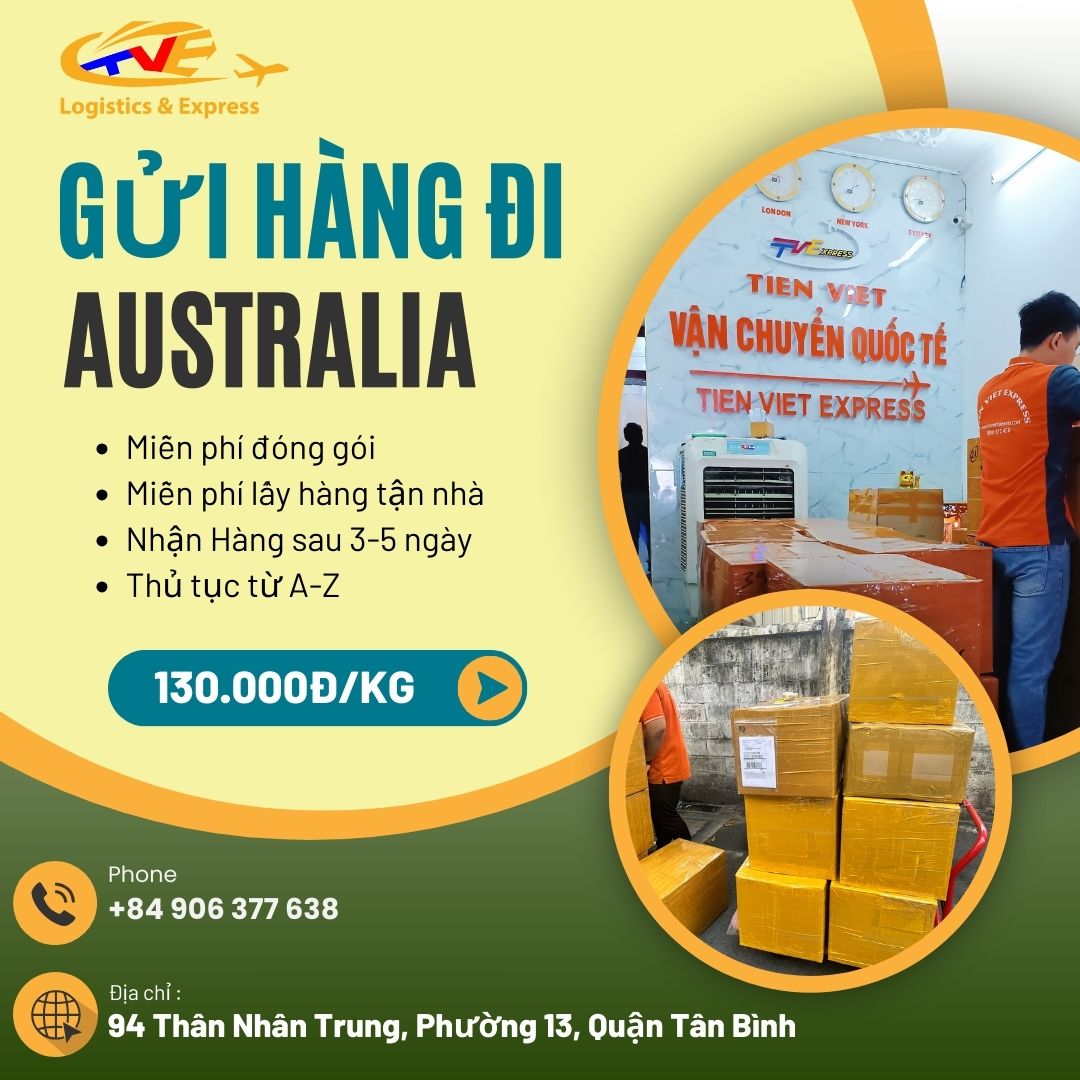 GỬI HÀNG ĐI ÚC GIÁ RẺ 130.000Đ/KG